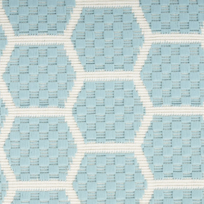 4' X 6' Aqua And Ivory Geometric Indoor Outdoor Area Rug