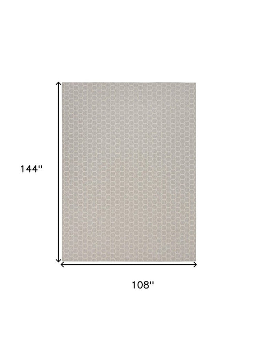 9' X 12' Gray And Ivory Geometric Indoor Outdoor Area Rug
