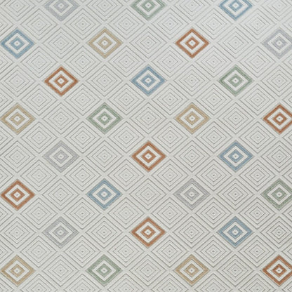 5' X 7' Cream and Beige Geometric Distressed Indoor Outdoor Area Rug
