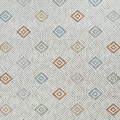 5' X 7' Cream and Beige Geometric Distressed Indoor Outdoor Area Rug