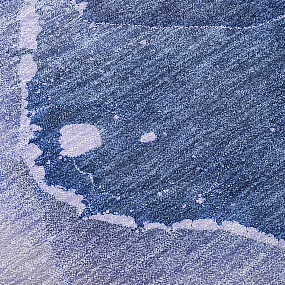 8' Runner Blue Abstract Washable Non Skid Indoor Outdoor Runner Rug