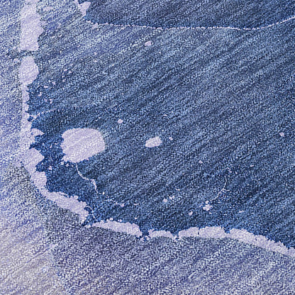 8' Runner Blue Abstract Washable Non Skid Indoor Outdoor Runner Rug