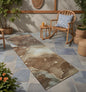 8' Runner Blue Abstract Washable Non Skid Indoor Outdoor Runner Rug