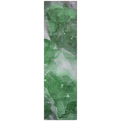 8' Runner Blue Abstract Washable Non Skid Indoor Outdoor Runner Rug