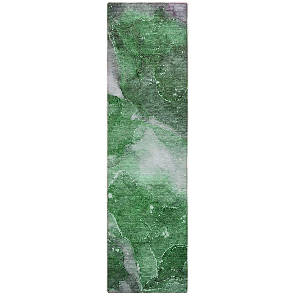 8' Runner Blue Abstract Washable Non Skid Indoor Outdoor Runner Rug