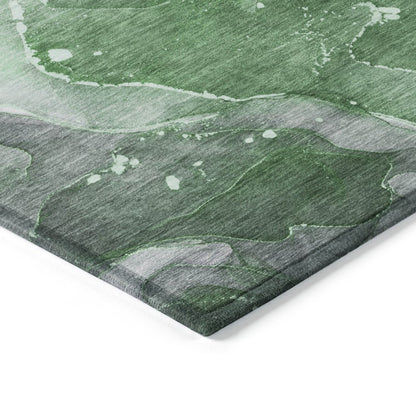 8' Runner Blue Abstract Washable Non Skid Indoor Outdoor Runner Rug