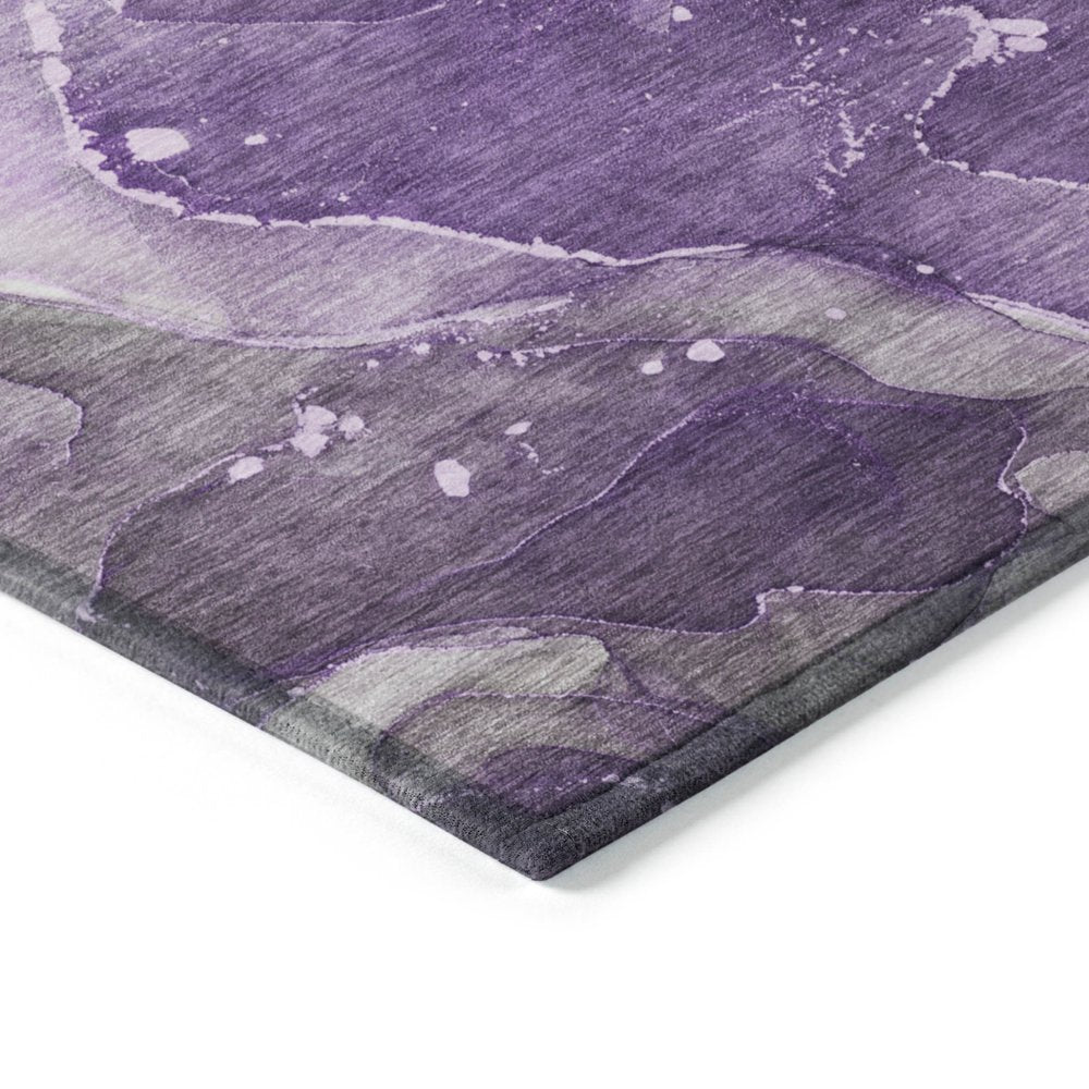 8' Runner Blue Abstract Washable Non Skid Indoor Outdoor Runner Rug