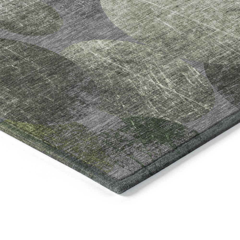 8' Gray And Blue Abstract Washable Indoor Outdoor Runner Rug
