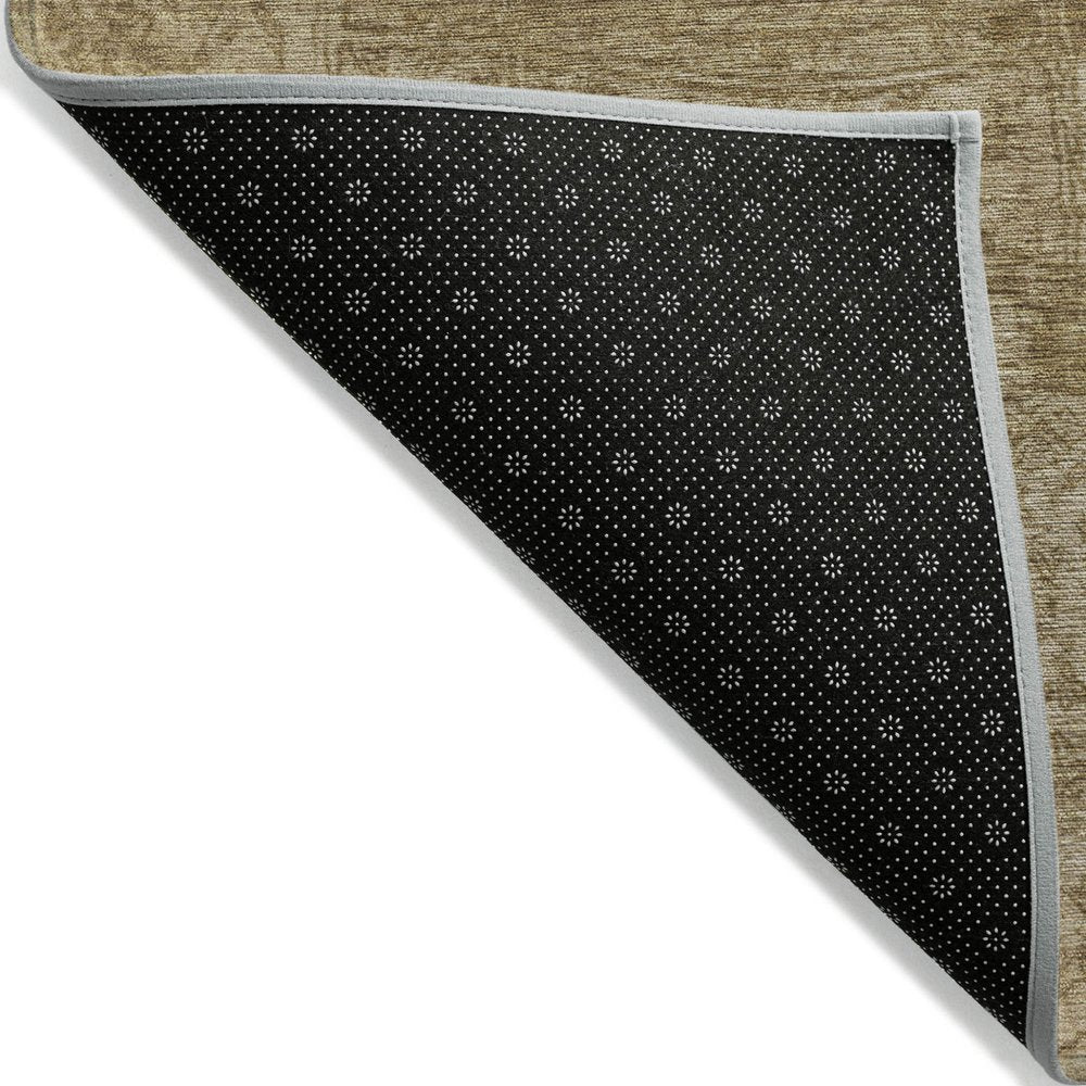 8' Runner Tan Abstract Washable Non Skid Indoor Outdoor Runner Rug