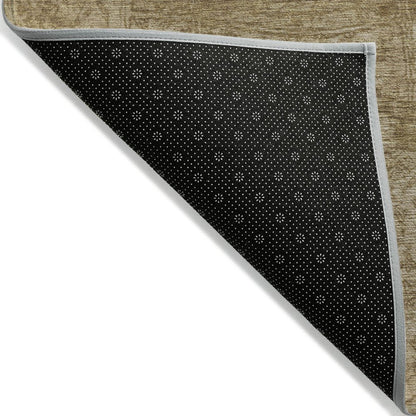 8' Runner Tan Abstract Washable Non Skid Indoor Outdoor Runner Rug