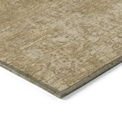 8' Runner Tan Abstract Washable Non Skid Indoor Outdoor Runner Rug