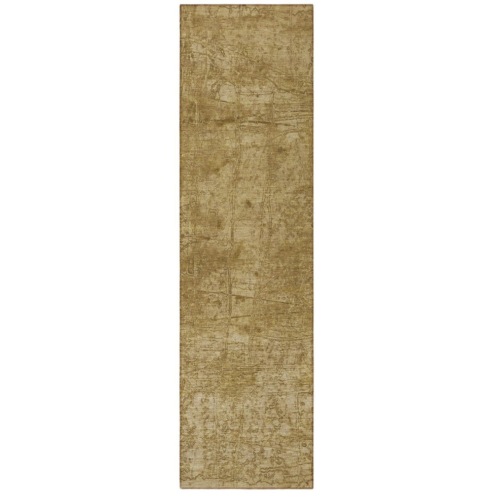 8' Runner Tan Abstract Washable Non Skid Indoor Outdoor Runner Rug