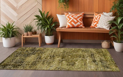 8' Runner Tan Abstract Washable Non Skid Indoor Outdoor Runner Rug