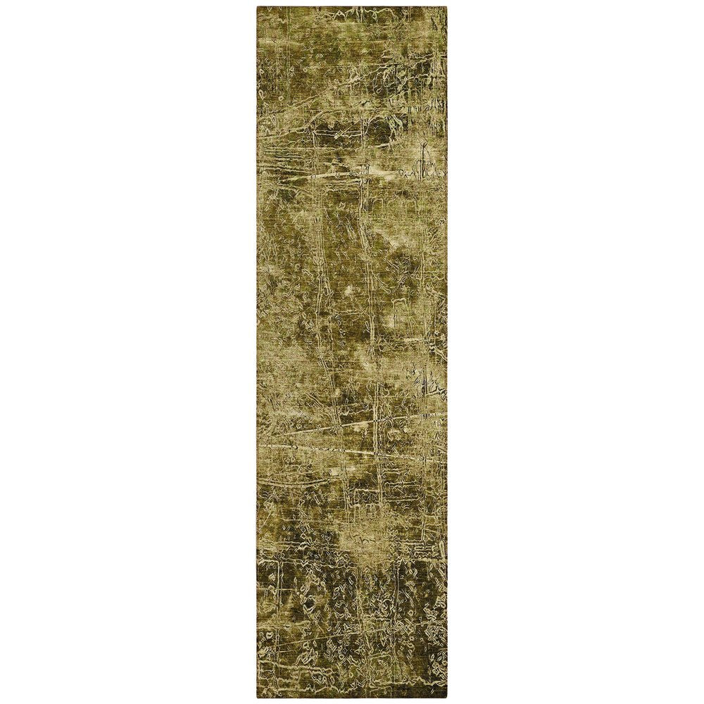 8' Runner Tan Abstract Washable Non Skid Indoor Outdoor Runner Rug
