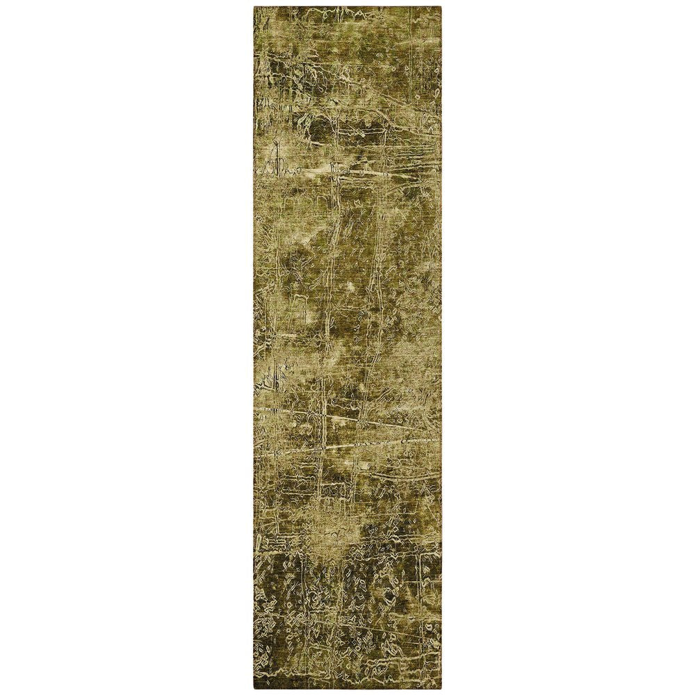 8' Runner Tan Abstract Washable Non Skid Indoor Outdoor Runner Rug