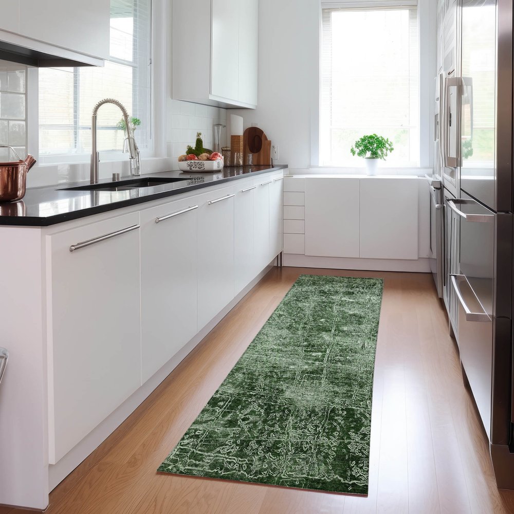 8' Runner Tan Abstract Washable Non Skid Indoor Outdoor Runner Rug