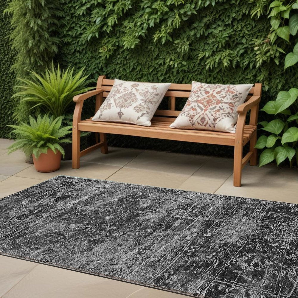 8' Runner Tan Abstract Washable Non Skid Indoor Outdoor Runner Rug
