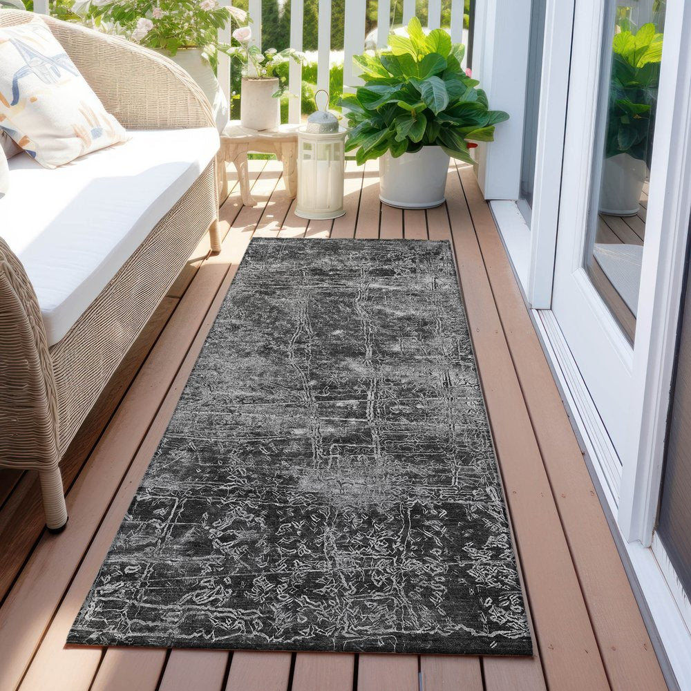 8' Runner Tan Abstract Washable Non Skid Indoor Outdoor Runner Rug