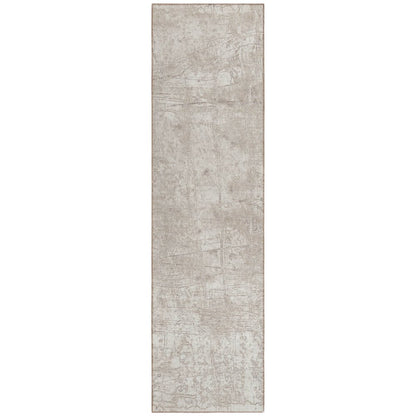8' Runner Tan Abstract Washable Non Skid Indoor Outdoor Runner Rug
