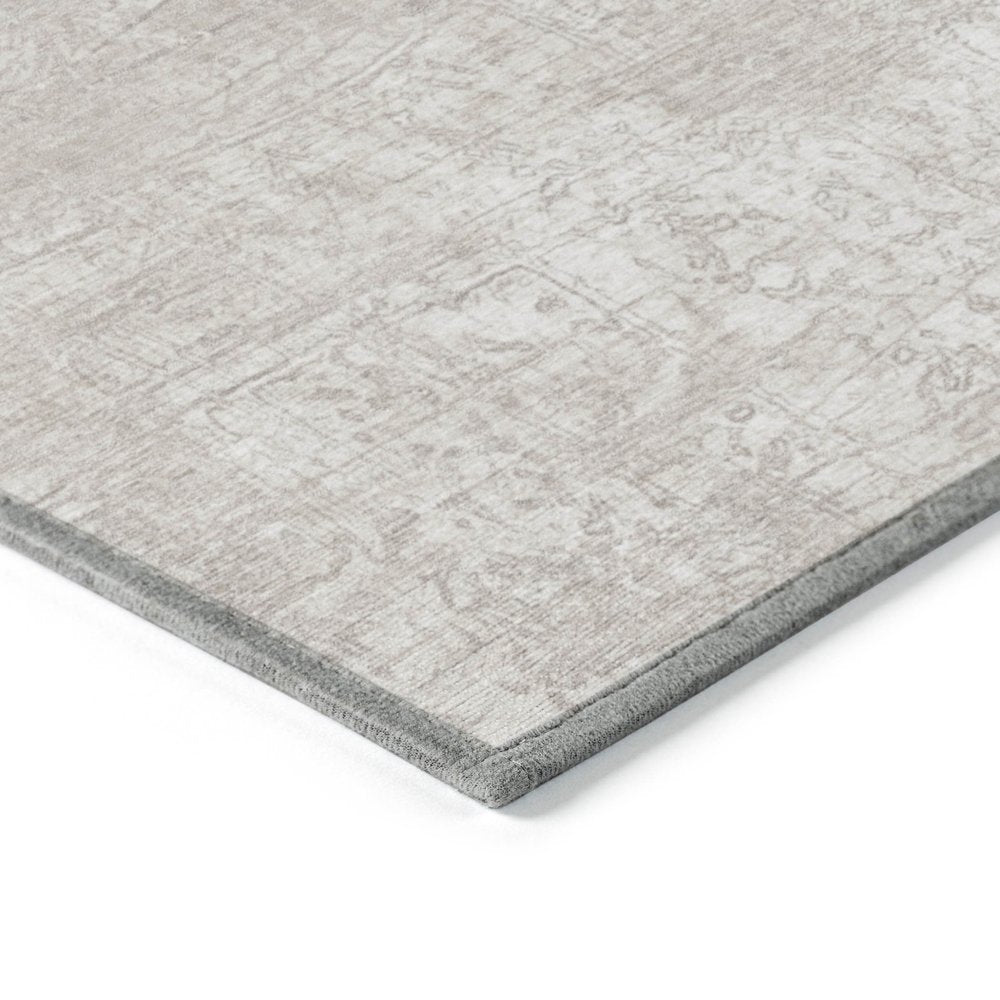 8' Runner Tan Abstract Washable Non Skid Indoor Outdoor Runner Rug