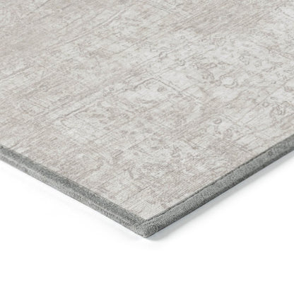 8' Runner Tan Abstract Washable Non Skid Indoor Outdoor Runner Rug