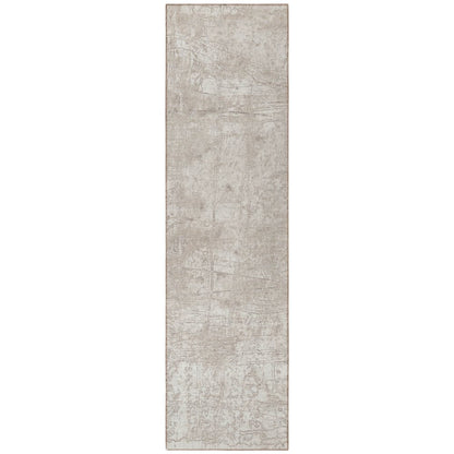 8' Runner Tan Abstract Washable Non Skid Indoor Outdoor Runner Rug