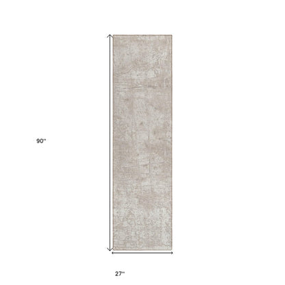 8' Runner Tan Abstract Washable Non Skid Indoor Outdoor Runner Rug