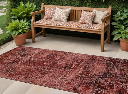 8' Runner Tan Abstract Washable Non Skid Indoor Outdoor Runner Rug