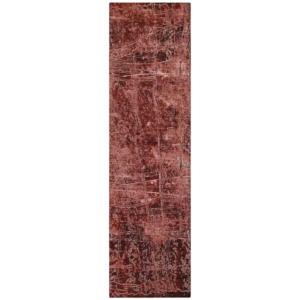 8' Runner Tan Abstract Washable Non Skid Indoor Outdoor Runner Rug