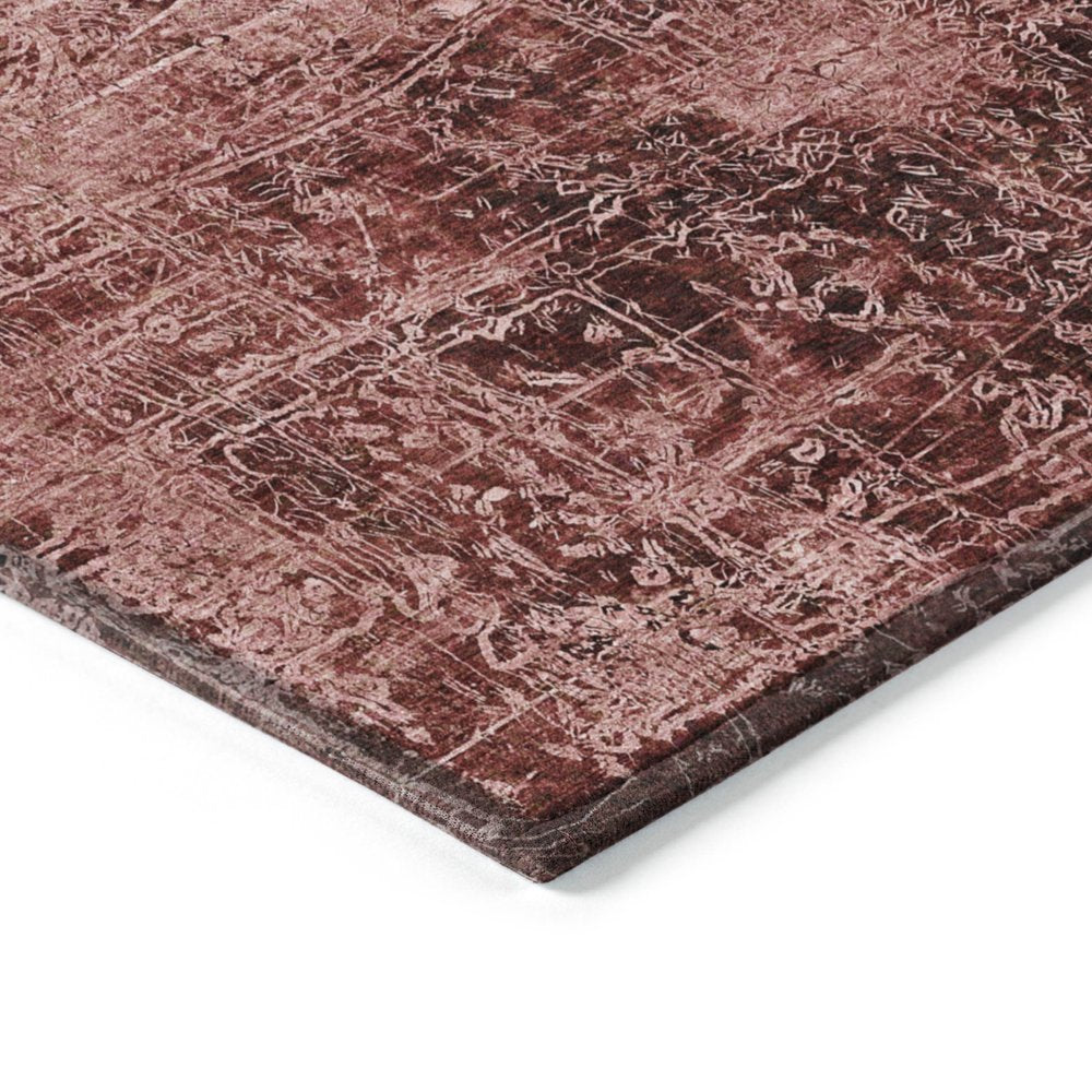 8' Runner Tan Abstract Washable Non Skid Indoor Outdoor Runner Rug
