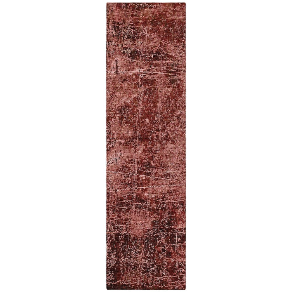 8' Runner Tan Abstract Washable Non Skid Indoor Outdoor Runner Rug