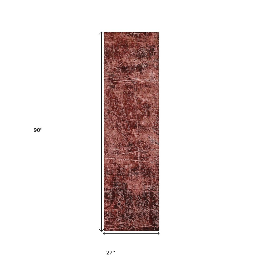 8' Runner Tan Abstract Washable Non Skid Indoor Outdoor Runner Rug