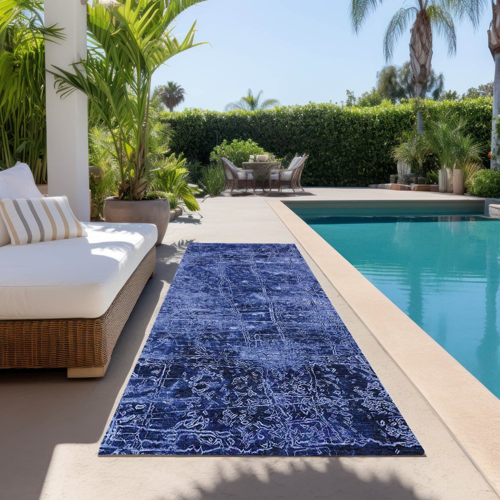 8' Runner Tan Abstract Washable Non Skid Indoor Outdoor Runner Rug