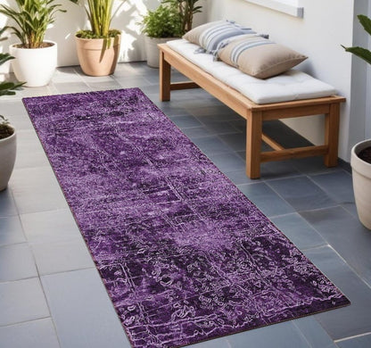 8' Runner Tan Abstract Washable Non Skid Indoor Outdoor Runner Rug