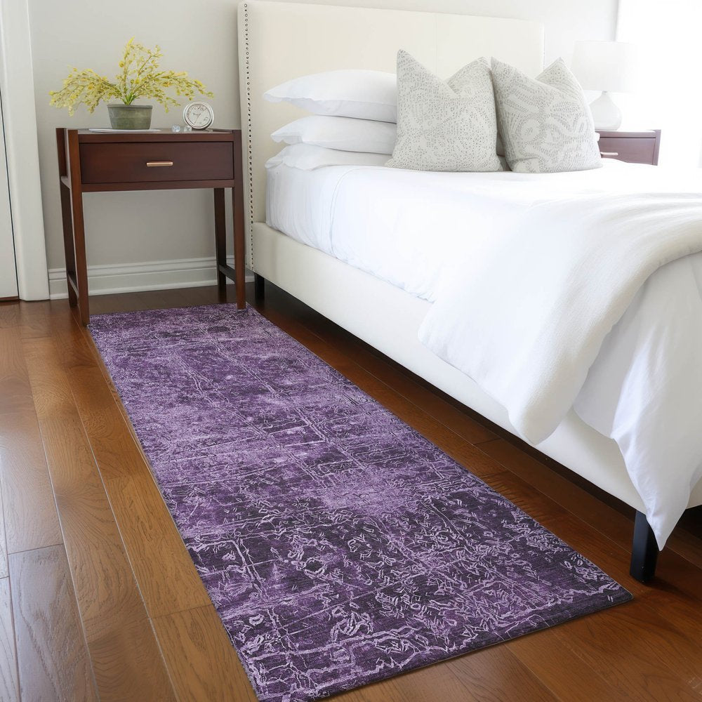 8' Runner Tan Abstract Washable Non Skid Indoor Outdoor Runner Rug