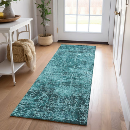 8' Runner Tan Abstract Washable Non Skid Indoor Outdoor Runner Rug