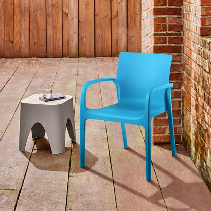 Set of Two Blue Heavy Duty Plastic Outdoor Stacking Dining Chairs