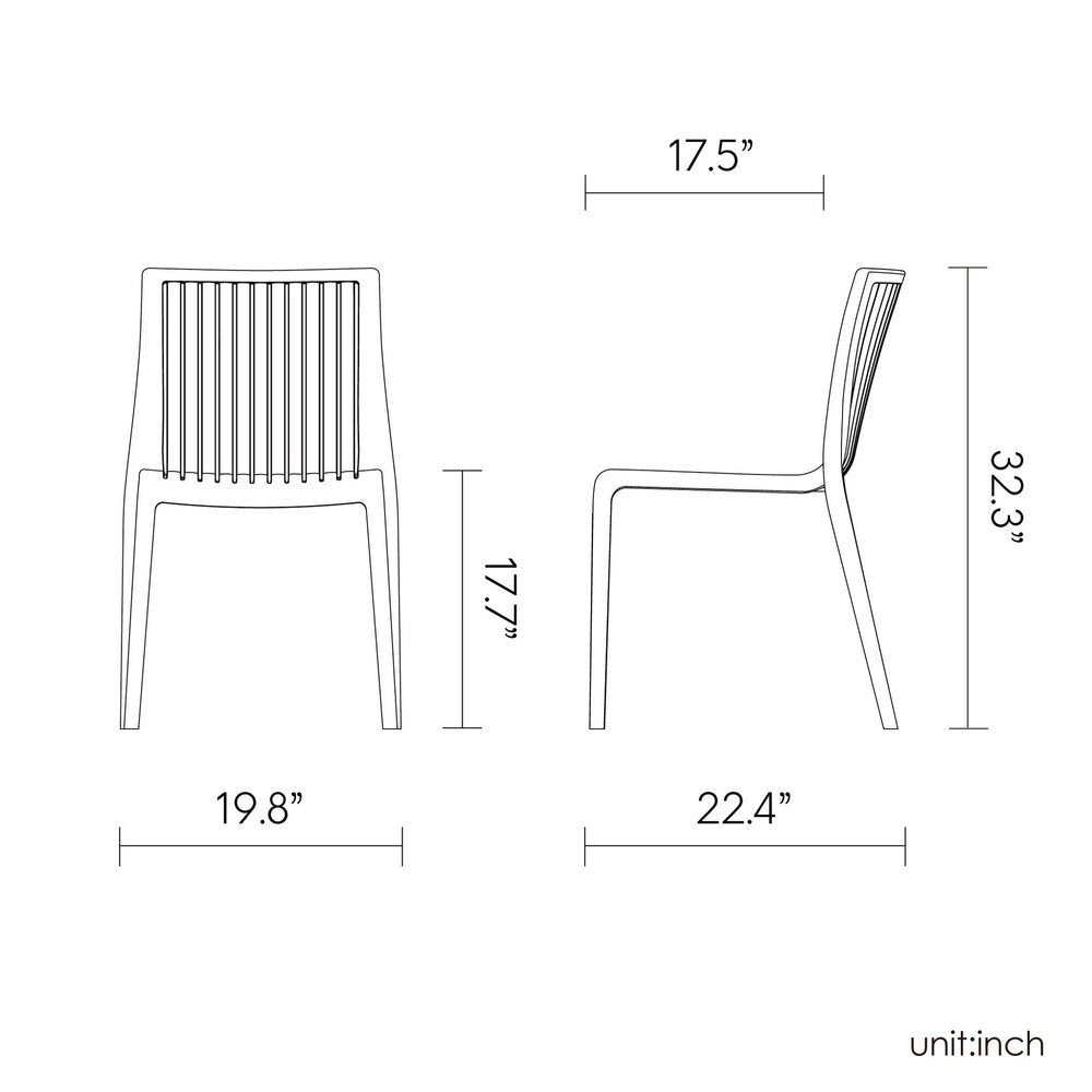 Set of Two Black Heavy Duty Plastic Outdoor Stacking Accent Chairs
