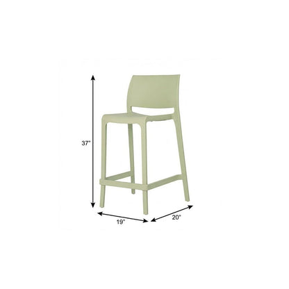 Set of Two 26" Green Heavy Duty Plastic Low Back Outdoor Counter Height Bar Chairs