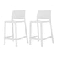 Set of Two 26" White Heavy Duty Plastic Low Back Outdoor Counter Height Bar Chairs