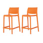 Set of Two 26" Orange Heavy Duty Plastic Low Back Outdoor Counter Height Bar Chairs
