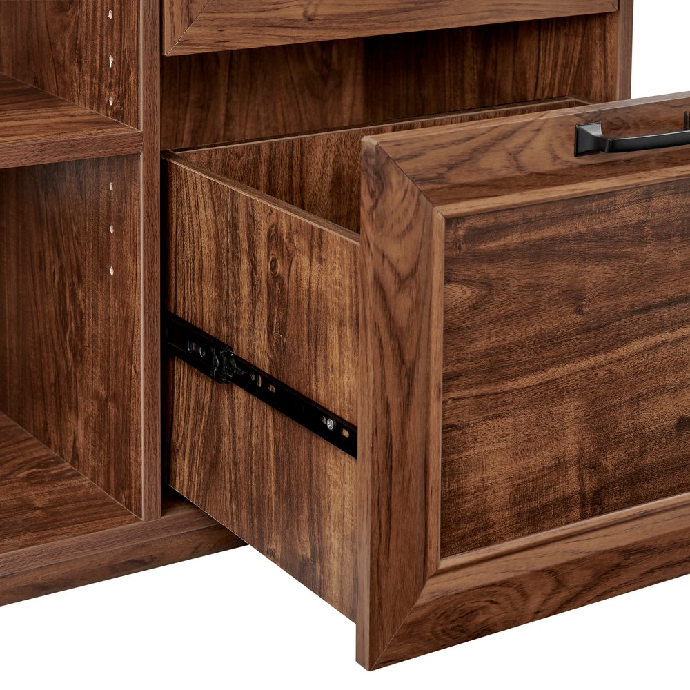 43" Walnut Distressed Wood Three Drawers Filing Cabinet