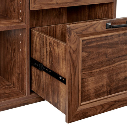 43" Walnut Distressed Wood Three Drawers Filing Cabinet