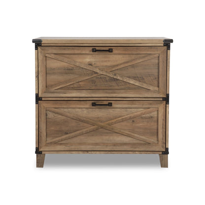30" Oak Wood Two Drawers Filing Cabinet