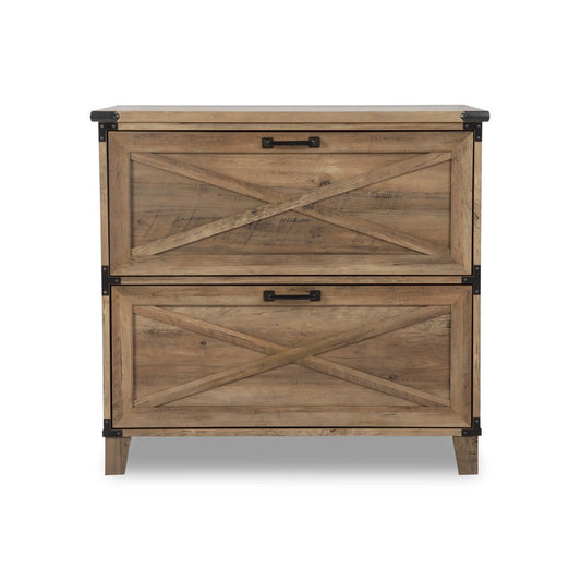 30" Oak Wood Two Drawers Filing Cabinet