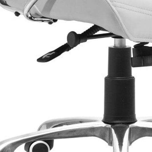 White and Silver Adjustable Height Swivel Rolling Office Chair