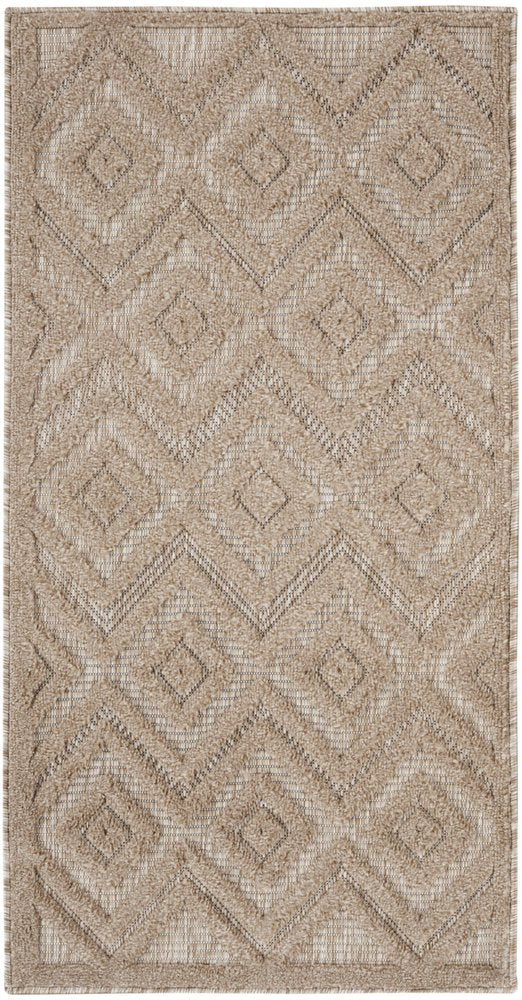 2' X 4' Natural And Beige Geometric Indoor Outdoor Area Rug
