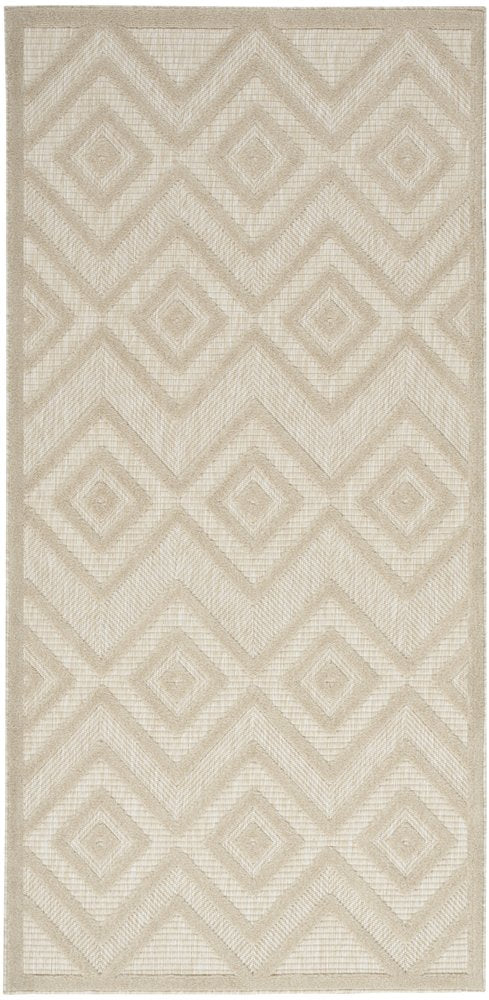 2' X 4' Cream And Beige Geometric Indoor Outdoor Area Rug