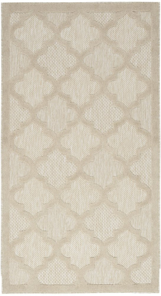 2' X 4' Cream And Beige Geometric Indoor Outdoor Area Rug