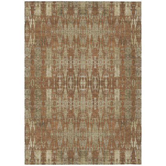 3' X 5' Orange Taupe And Beige Moroccan Washable Indoor Outdoor Area Rug